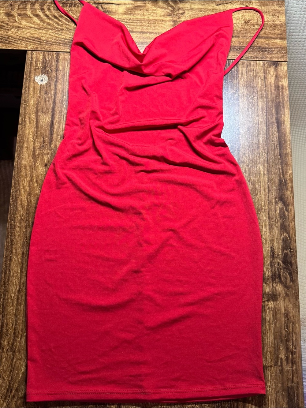 Red Spaghetti-Strap Slip Dress Sexy Back opening - Women Size M
